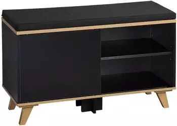 Kesper Schuhschrank mit Sitzkissen, schwarz, 77x48x30cm (1594313)