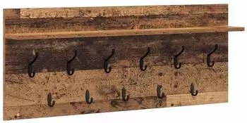 vidaXL Wandmontierter Kleiderständer mit Regal, Altholz, 100x40x12cm (874449)