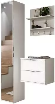 Inn.Furn SystemX Garderoben-Set 3-teilig, weiß hochglanz, 97x193cm