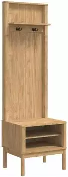 vidaXL FLORO Flurschrank mit Sitzbank, Massivholz Kiefer, wachsbraun, 50x40x158cm (42011245)