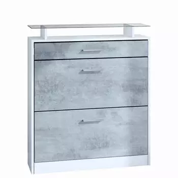 Vladon Loret Schuhschrank Schuhkipper, Beton Oxid Optik, 89x104x23cm (800000585017)