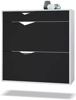 Vladon Kolmio Schuhschrank 16 Paar, 2 Klappen & Schublade, 85x87x33cm (Kolmio)