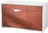 Vladon Kolmio Schuhbank mit Sitzfläche, weiß matt/bordeaux hochglanz (85x50x33cm)