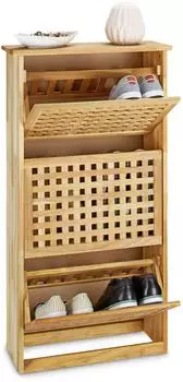 Relaxdays Schuhschrank Ellen, Kippfach, 55x20x104,3cm (10020153)