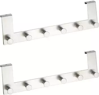Wenko Celano Türgarderobe Edelstahl, 6 Haken, 2er-Set (69340800)