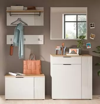 xonox.home Slide Garderobe 4-teilig, Kaschmir / Evoke Oak, 175x190x36cm (X9QQ9G03)