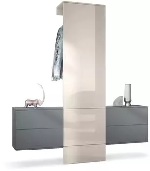 Vladon Carlton Set 3 Wandgarderobe anthrazit matt/sandgrau hochglanz, Holzwerkstoff, 157x193x35cm (800000584210)