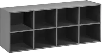 Costway Schuhbank mit Sitzfl&auml;che, 8 F&auml;cher, Holz, grau, 102x30x41cm (230kg)