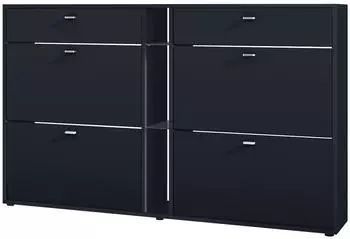 Vladon Today Schuhschrank 24 Paar, 4 Klappen, schwarz matt (50025920)