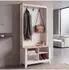 MCW Garderobe P28 mit Schuhregal & Sitzbank, Melamin, 170x76x39cm, weiß/natur (101474)