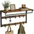 Relaxdays Wandgarderobe 3 in 1, Hakenleiste, Kleiderstange & Hutablage, 10 Haken
