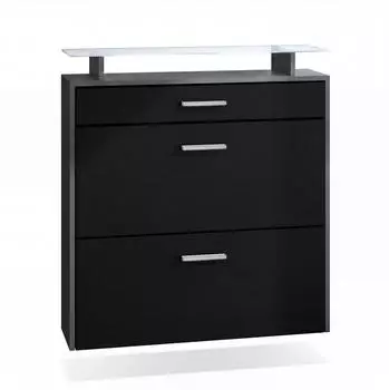 Vladon Malea Schuhschrank h&auml;ngend, 2 Klappen, Schublade, LED, anthrazit/schwarz matt (50026231)