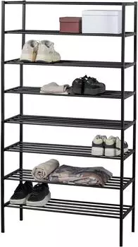 Woood Ferro Schuhregal Metall, pulverbeschichtet, schwarz, 85x35x160cm