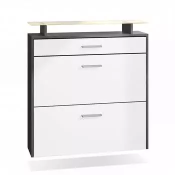 Vladon Malea Schuhschrank h&auml;ngend, 2 Klappen, 1 Schublade, LED-Beleuchtung, 89x96x23cm (50026249)