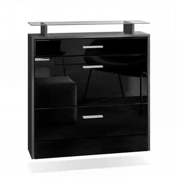 Vladon Malea Schuhschrank h&auml;ngend, anthrazit matt/schwarz hochglanz, 89x96x23cm (50026223)