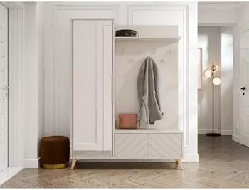 Mirjan24 Garderobe-Set Xylix 1D1K mit Spiegel, sandfarben, Metall, 134x180x40cm