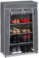 Relaxdays Schuhschrank Stoff, 5 F&auml;cher, 15 Paar Schuhe, Abnehmbarer Bezug,