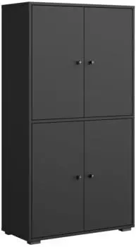 Mirjan24 Dino 020 Schuhschrank 4 Drehtüren, schwarzer Graphit, Kunststoff, 70x131x33cm
