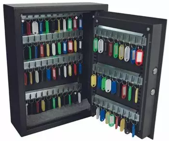 Perel Schlüsselkasten 71 Haken, Kombinationsschloss, Wandmontage, schwarz (BG80022)