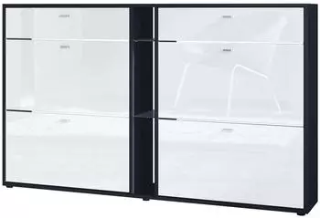 Vladon Today Schuhschrank 4 Klappen, 2 Schubladen, wei&szlig; hochglanz (155,5x95x28cm)