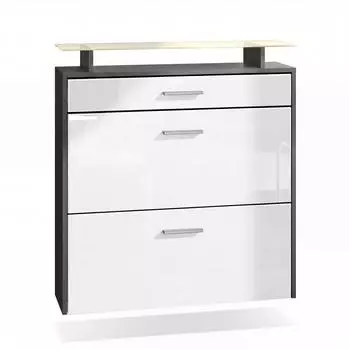 Vladon Malea Schuhschrank h&auml;ngend, 2 Klappen, 1 Schublade, LED RGB, 89x96x23cm (50026242)