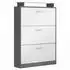 Vladon Lavia Schuhschrank 3 Klappen Glasablage, weiß matt, 89x128x23cm (50028308)