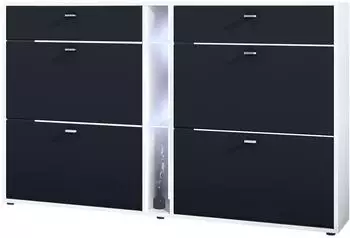Vladon Today Schuhschrank mit LED-Beleuchtung, schwarz matt, 155,5x95x28cm (50025833)