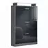Vladon Lavia Schuhschrank 3 Klappen, Glasablage, anthrazit matt/schwarz hochglanz, 89x128x23cm (50028301)