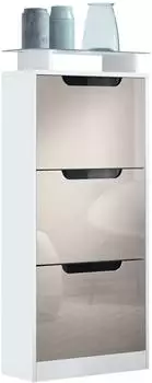 Vladon Space V2 Schuhschrank 12 Paar, weiß matt/sandgrau hochglanz (50028374)