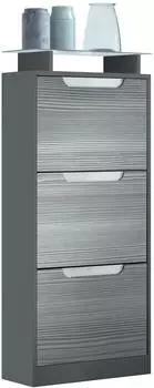 Vladon Space V2 Schuhschrank 3 Klappen, Glasablage, anthrazit matt/Avola-Anthrazit (46x128x23cm)