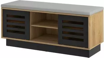 Costway Schuhbank 2-in-1 mit Sitzkissen, Schiebetür, 6 Fächer, 100x35x46cm, 150kg