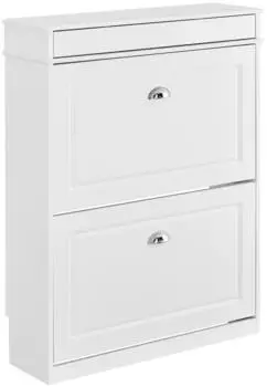 SoBuy FSR78-L Schuhschrank mit 2 Klappen, weiß, 75x96x24cm (FSR78-L-W)