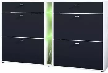 Vladon Today Schuhschrank mit RGB-LED, wei&szlig; matt/schwarz matt, 155,5x95x28cm (50025828)