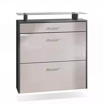 Vladon Malea Schuhschrank h&auml;ngend, anthrazit matt/sandgrau hochglanz, 89x96x23cm (50026216)