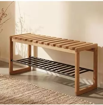 MCW MCW-P57 Garderoben-Bank Massivholz Eiche, 45x88x30cm (100554)