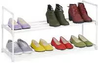 Relaxdays Schuhregal, 2 Ebenen, Stecksystem, 8 Paar Schuhe, Flur, Erweiterbar, Metall