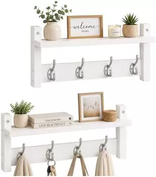 Relaxdays Wandgarderobe mit Doppelhaken, weiß, 2er-Set