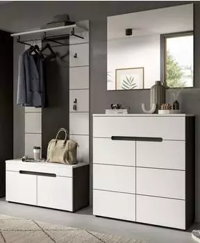 Inn.Furn Cooper Garderoben-Set 4-teilig, weiß/grau, Soft-Close, 175x190cm