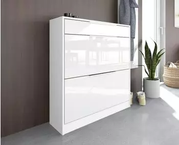 Borchardt-M&ouml;bel Oliva Schuhschrank wei&szlig; matt/Hochglanz, 89x96x24cm (24547006-0)