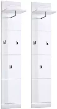 Lomado DANARO-01 Garderobenpaneel 2-teilig, hochglanz weiß, 80x153x23cm (331-AND16-26)