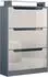 Vladon Space Schuhschrank mit Glasablage, 3 Klappen, anthrazit/sandgrau hochglanz (89x128x23cm)