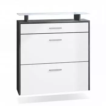 Vladon Malea Schuhschrank h&auml;ngend, 2 Klappen, Schublade, LED, 89x96x23cm (50026245)