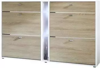 Vladon Today Schuhschrank mit LED-Beleuchtung, wei&szlig; matt/Eiche s&auml;gerau (50027940)