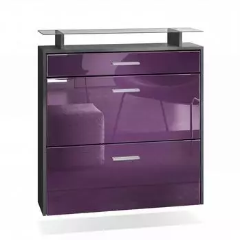 Vladon Malea Schuhschrank h&auml;ngend, anthrazit matt/Brombeere hochglanz, 89x96x23cm