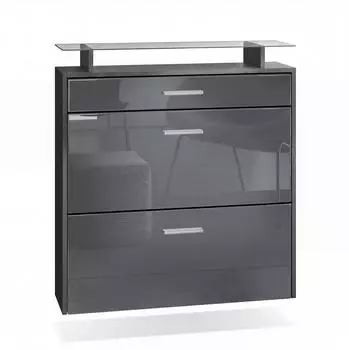 Vladon Malea Schuhschrank h&auml;ngend, anthrazit matt/grau hochglanz, 89x96x23cm (50026209)