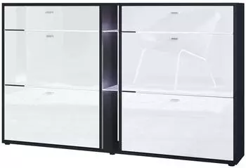 Vladon Today Schuhschrank wei&szlig; Hochglanz mit LED-Beleuchtung, 155,5x95x28cm (50025952)