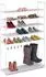 Relaxdays Schuhschrank Baylee 6 Ebenen, 20 Paar, 7 Stiefelhaken, Metall & Stoff, weiß (99x30x153cm)