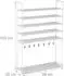 Relaxdays Schuhschrank Baylee 6 Ebenen, 20 Paar, 7 Stiefelhaken, Metall & Stoff, weiß (99x30x153cm)