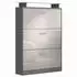 Vladon Lavia Schuhschrank 3 Klappen, Glasablage, Anthrazit/Sandgrau Hochglanz (89x128x23cm)