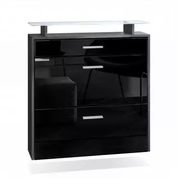Vladon Malea Schuhschrank hängend, anthrazit matt/schwarz hochglanz, LED, 89x96x23cm (50026224)